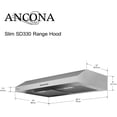 thumbnail image 5 of ancona slim sd330 under-cabinet range hood, 30-inch, stainless steel, 5 of 6