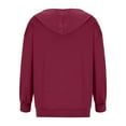 thumbnail image 3 of Resicozy Womens Zip Up Hoodies Trendy Drawstring Hooded Solid Color Sweatshirts Casual 2025 Fall Winter Jackets with Pockets Wine XL, 3 of 5