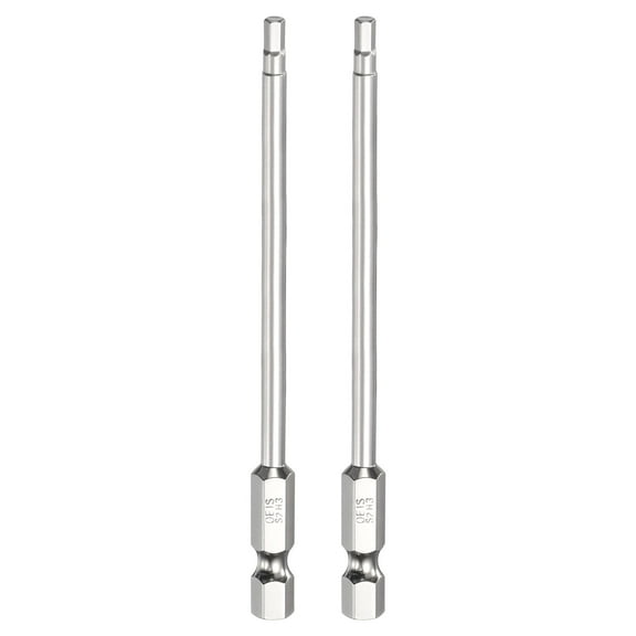 Uxcell 2pcs H3.0 Hex Head Screwdriver Bit 3.0mm Metric Flat Tip 1/4" Hex Shank 100mm (4") Long Magnetic Hexagonal Screw Drill Bit Wrench Chrome Plated