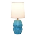 thumbnail image 3 of Simple Designs 12.5" Chic Glow Ceramic Geometric Table Lamp With White Fabric Shade,For Bedroom, Office, Living Room, Dorm, Teal, 3 of 6