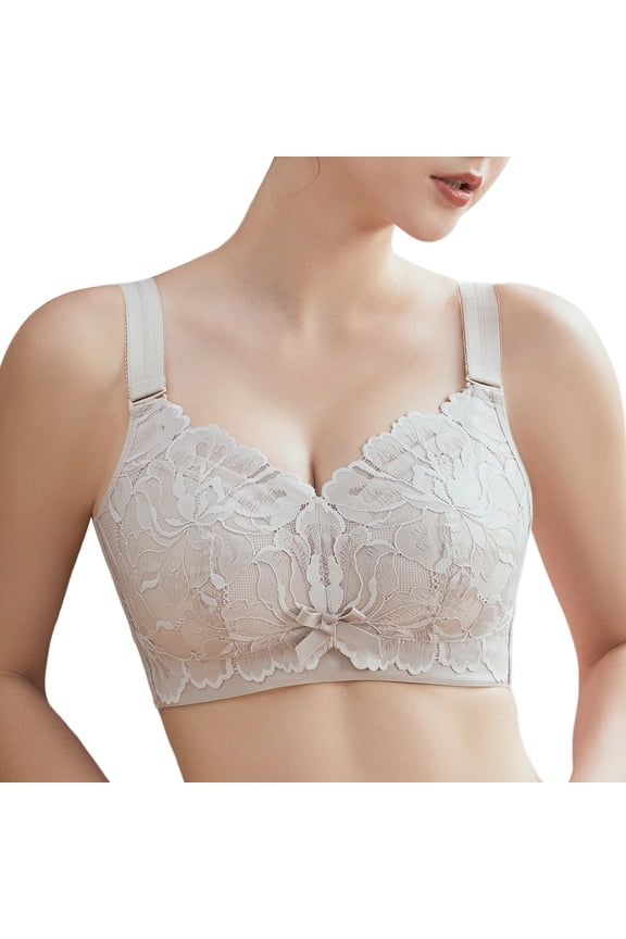 Bras for Women Wireless Full Figure Comfort Minimizer No Wire Plus Size Bra Full Coverage Wirefree Cute Comfy Wide Strap Lifting Up Minimizering Comfortable Womens Bras Beige 36DDD 36 DDD