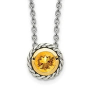 Sterling Silver with 14K Accent Citrine Necklace