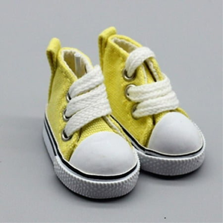 

1Pair Doll Shoes Dolls Accessories Handmade 1/6 Dolls Mini Shoes 5cm For Children Doll Shoes BJD Doll Shoes Doll Sneakers Doll Canvas Shoes YELLOW YELLOW
