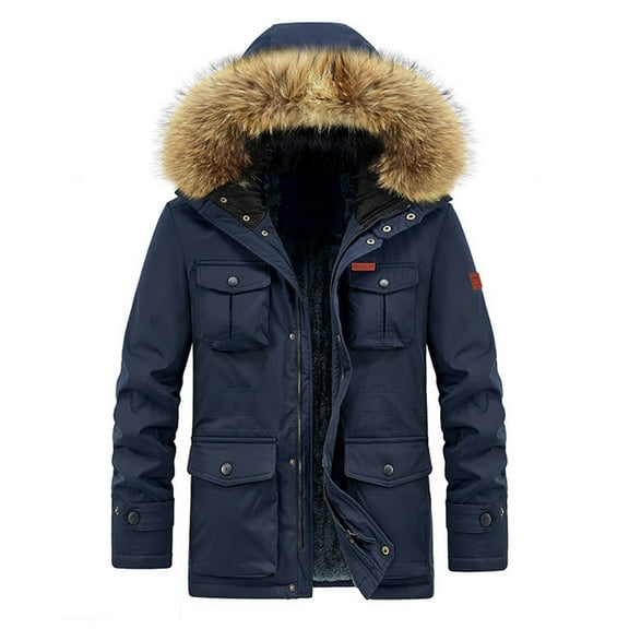 Men's Warm Hooded Casual Jacket for Autumn Winter Medium Long Coat Windproof Comfortable Outdoor