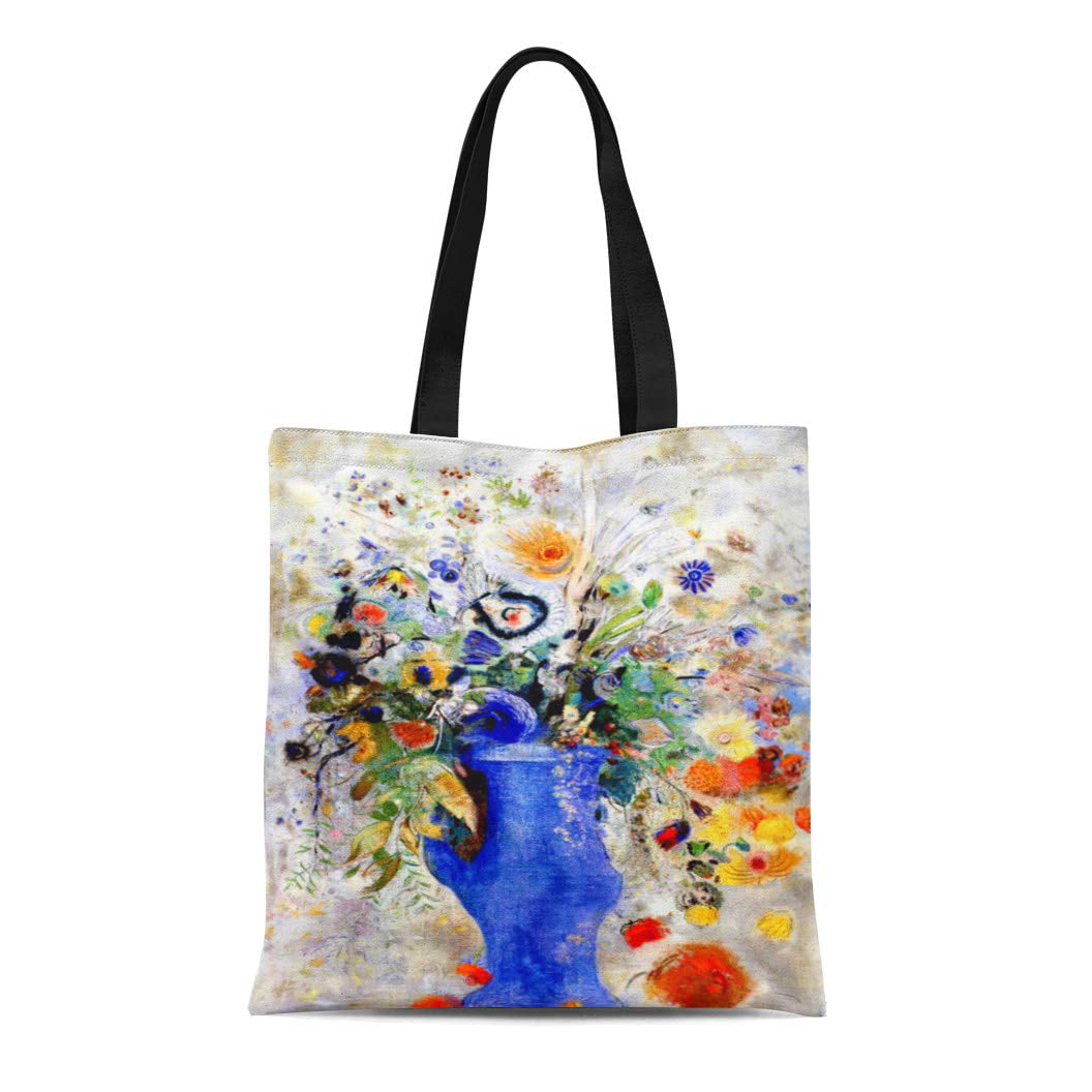 Purse for Women Handbag Canvas Tote Bag Satchel Beautiful Art Flower Colorful Floral Abstract 