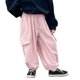 thumbnail image 1 of Pantalones largos para niños y niñas, pantalones de trabajo de color sólido, pantalones holgados informales con piernas versátiles, pantalones de algodón para niño, 1 of 8