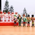 thumbnail image 5 of 5 Pack Wooden Nutcracker Figure Ornaments, Wood Soldiers Set for Christmas Tree, Xmas Holiday Decorations, 5 inches, 5 of 7