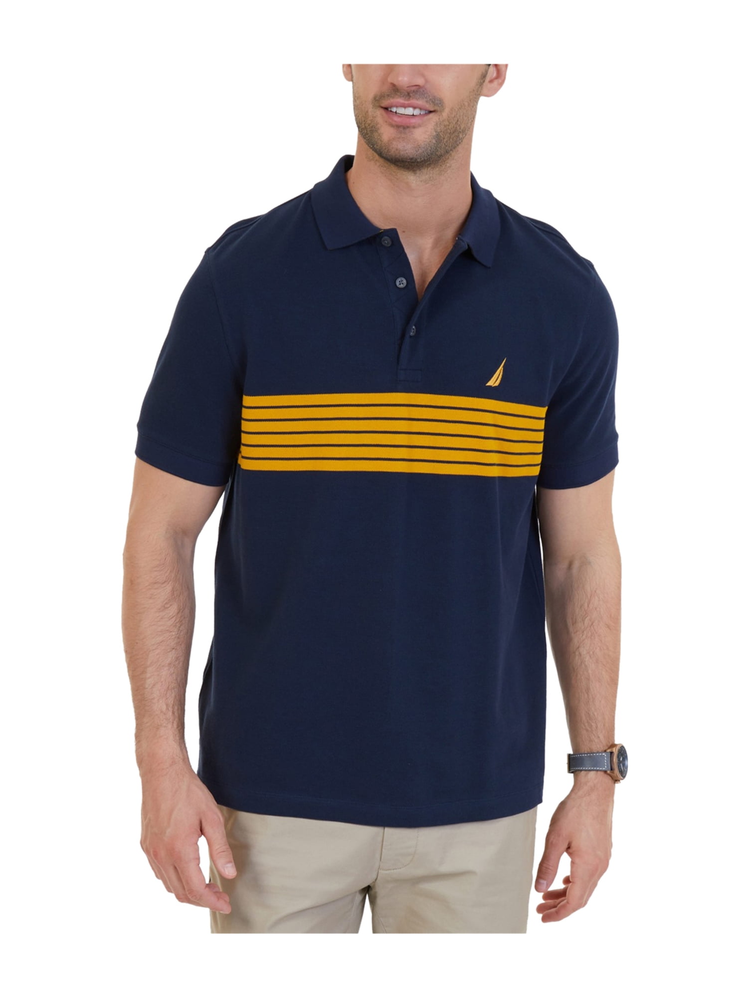 Nautica Nautica Mens ChestStripe Rugby Polo Shirt