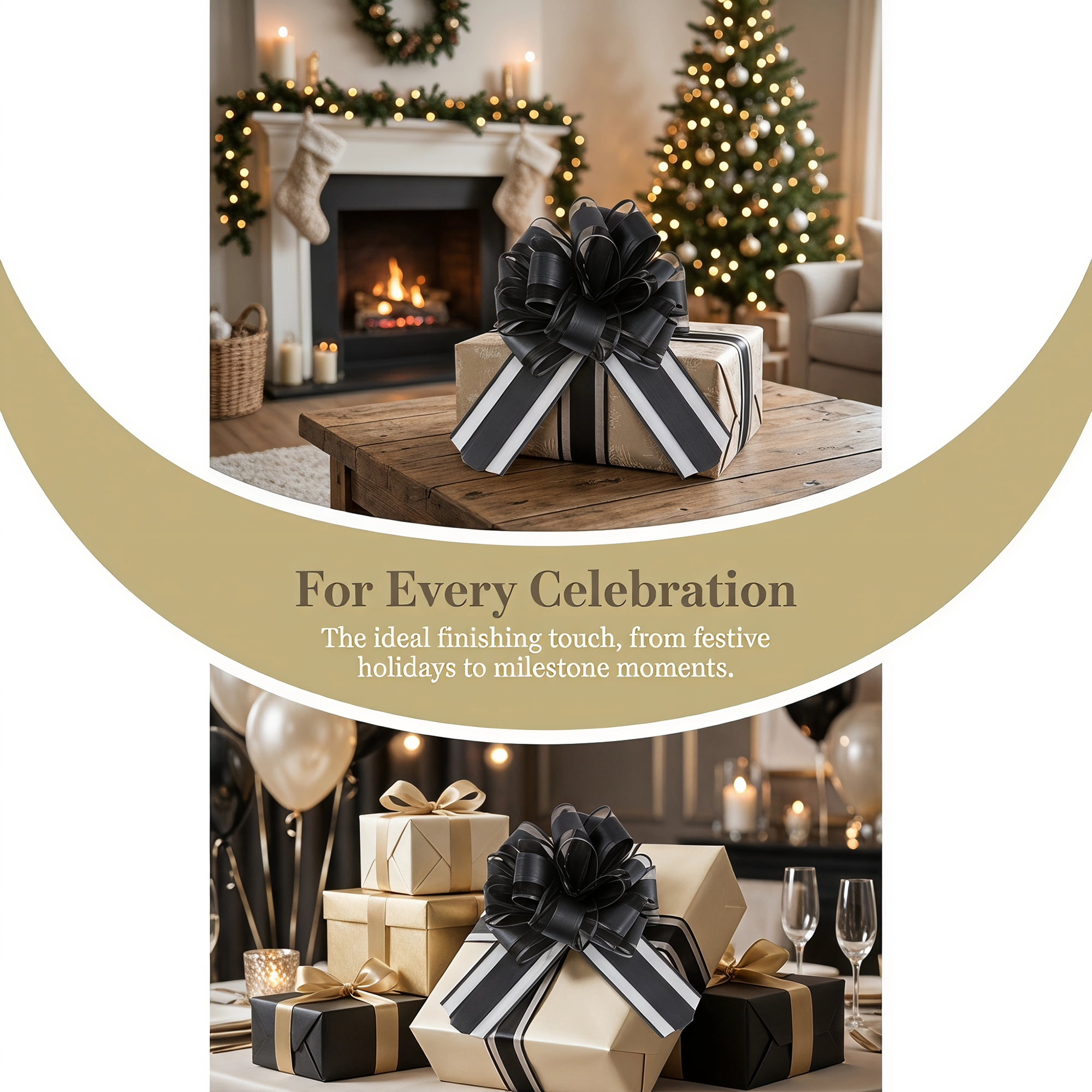 Unique Bargains Elegant Multi-Layered Star Bows for Gift Wrapping and Decoration Black