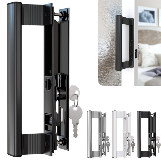 Juego de manillas corredizas para puertas de cristal T-HAKEN, 16,8 cm, zinc negro