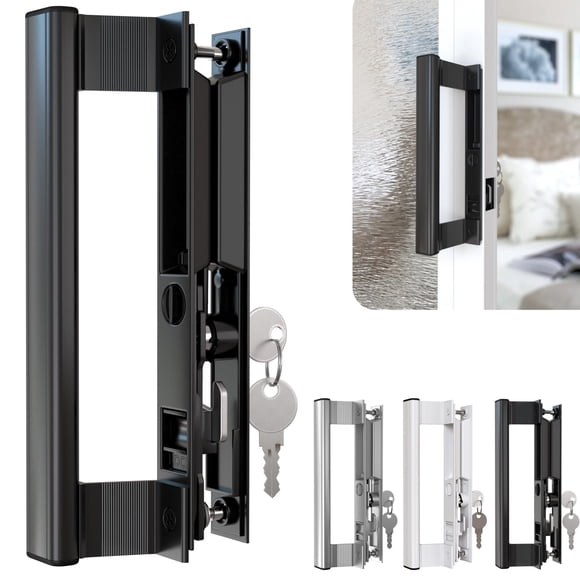 Juego de manillas corredizas para puertas de cristal T-HAKEN, 16,8 cm, zinc negro
