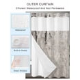 thumbnail image 4 of No Hook Shower Curtain with Snap-in Liner, Gray Brown Waterproof Fabric Bathroom Curtains, Vintage Shabby Texture Making Old Bath Curtains & Mesh Top Window 66"x72", 4 of 9