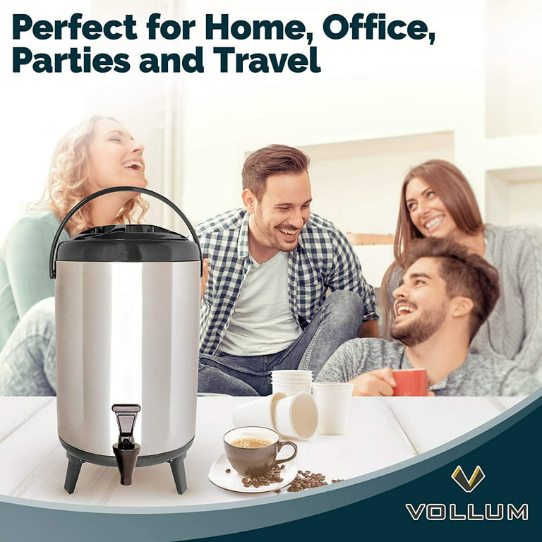 Vollum Stainles Steel Insulated Beverage Dispenser Insulated Thermal Hot  and Cold Beverage Dispenser 12 Liter Drink Dispenser with Spigot for Hot Tea  & Coffee, Cold Milk, Water, Juice & More RED 