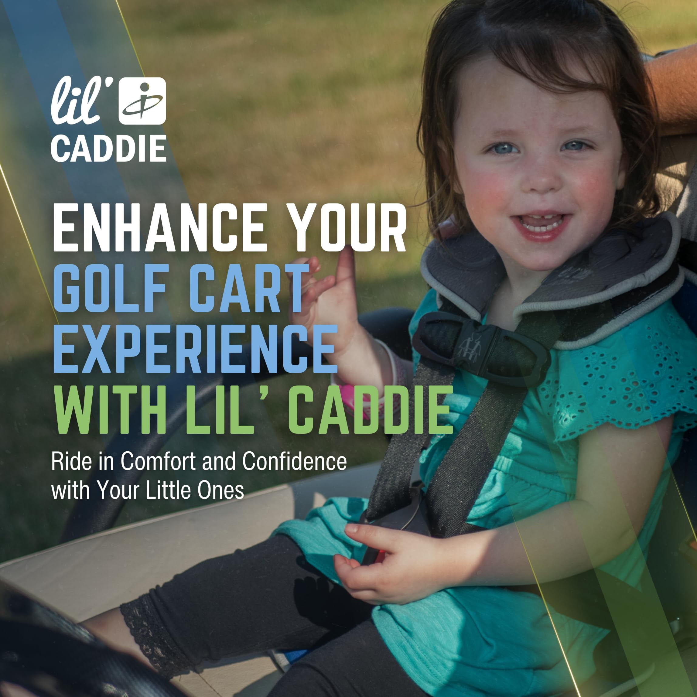 Lil’ Caddie Child Positioner for Golf Carts, 5-Point Positioner Designed to Secure Children in Golf Carts Under 15mph, Charcoal