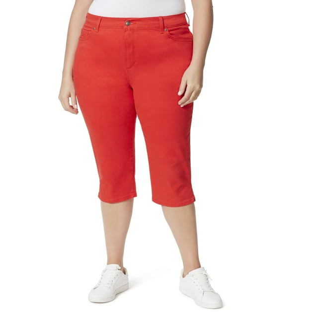 Pantalones Capri Gloria Vanderbilt Amanda Talla Plus Rojo 18 Largo
