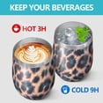 thumbnail image 4 of 12oz Stemless Wine Tumblers Leopard Print Pattern Vacuum Insulated Stainless Steel Travel Tumbler Cups Mug with Lid and Straw for Champaign,Cocktail,Beer with Cleaning Brush, 4 of 5