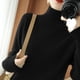 thumbnail image 5 of Suéter de punto de cuello alto medio para otoño e invierno, suéter elegante de lana de color sólido para mujer, jersey de base de punto grueso, 5 of 6