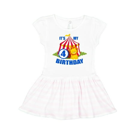 

Inktastic Its My Birthday Circus Tent with Lion 4 years old Gift Toddler Girl Dress