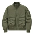 thumbnail image 1 of LOVZFMLL Jackets for Men's Solid Color Pocket Loose Motorcycle Outdoor Flight Suit Plus Size Workwear Jacket, 1 of 7