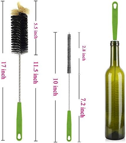Long Bottle Brush, 17 in Bendable Cleaner Brushes for Cleaning Neck Beer Bottles, Wine, Baby Bottles, Water Bottles, Tumblers, Flask, Bird Feeder, Vase and Brewing Pipes Brush+Bottle Brush/2Pack