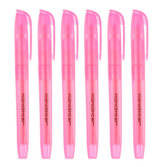 Pink Highlighter, 6 Pack High Lighters No Bleeds Highliters Pens Neon Clear View Bright Quick Dry Pocket Marker Pen Sticks Chisel Tip Cute for Books Office Adults, Transparent