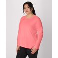 thumbnail image 3 of Hanes Women's Long Sleeve Scoop-Neck Cotton T-Shirt (Plus Size) Briny Pink 2X, 3 of 5