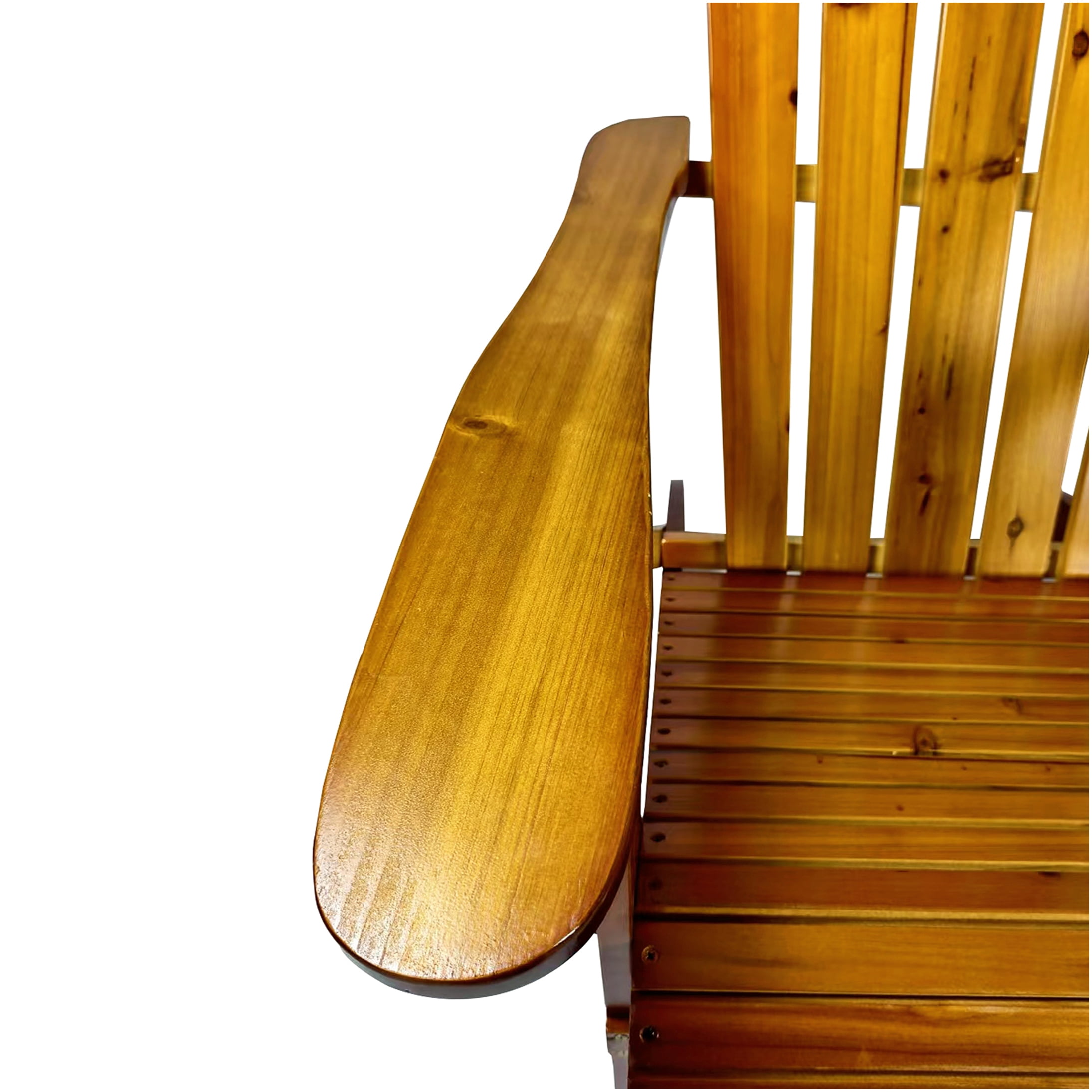 COSMOS Oak Foldable Adirondack Chair for Patio or Garden, Solid Hardwood Outdoor Lounge Chair with Wide Armrests
