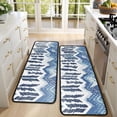 thumbnail image 4 of Kitchen Rugs Sets Of 2,Blue Chevron Geometric Boho Pattern Anti Fatigue Kitchen Mat Rugs Non Slip Washable,Decorative Kitchen Floor Mats for Kitchen,Sink,Laundry,17"x47"+17"x47", 4 of 5
