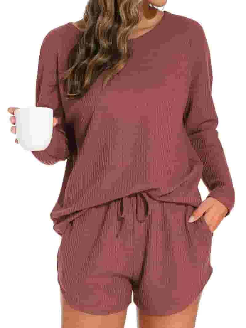 【新品未開封・送料無料】 Fantaslook Pajamas Sets for Women Waffle Knit Lounge Sets Clothing