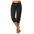 thumbnail image 2 of keusn womens capri yoga pants loose drawstring pajama pants lounge joggers pants with pockets black l, 2 of 3