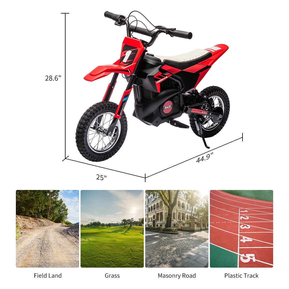 Garvee Kids Electric Dirt Bike 24V 250W 140LB Load Ride On Toys with 12.6 Pneumatic Tires