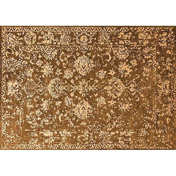 Ahgly Company Indoor Rectangle Oriental Orange Industrial Area Rugs, 2' x 5'
