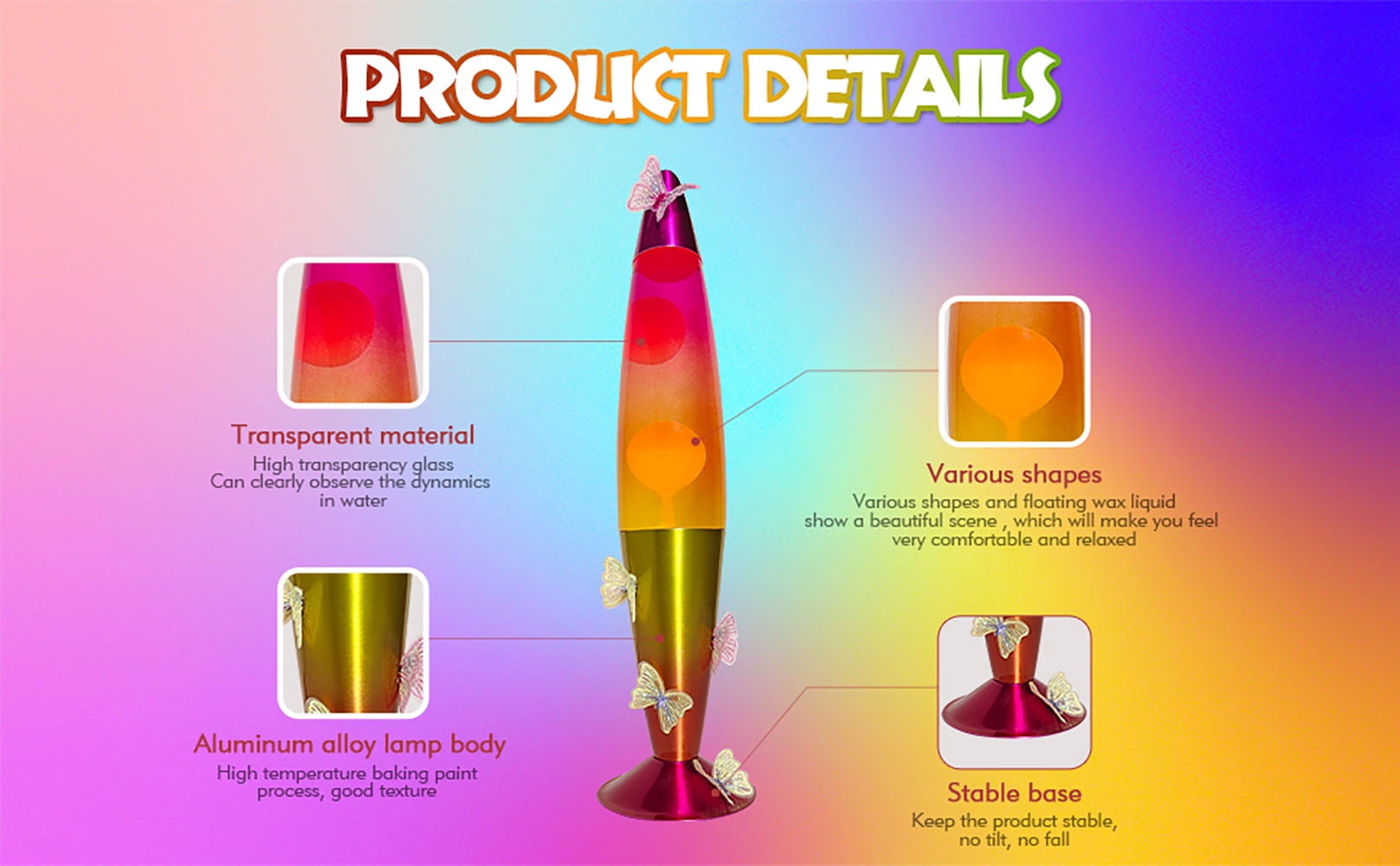 Libubow Easy to Install Rainbow Butterfly Night Light