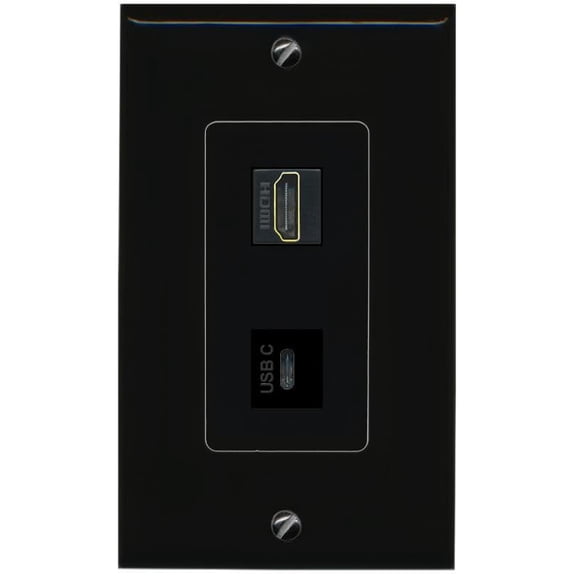 RiteAV HDMI USBC Wall Plate Decorative [Black]