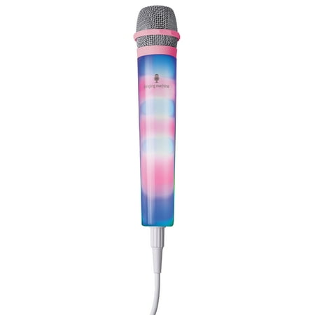Singing Machine Unidirectional Wired Microphone with LED Disco Lights on Front Grip, Pink