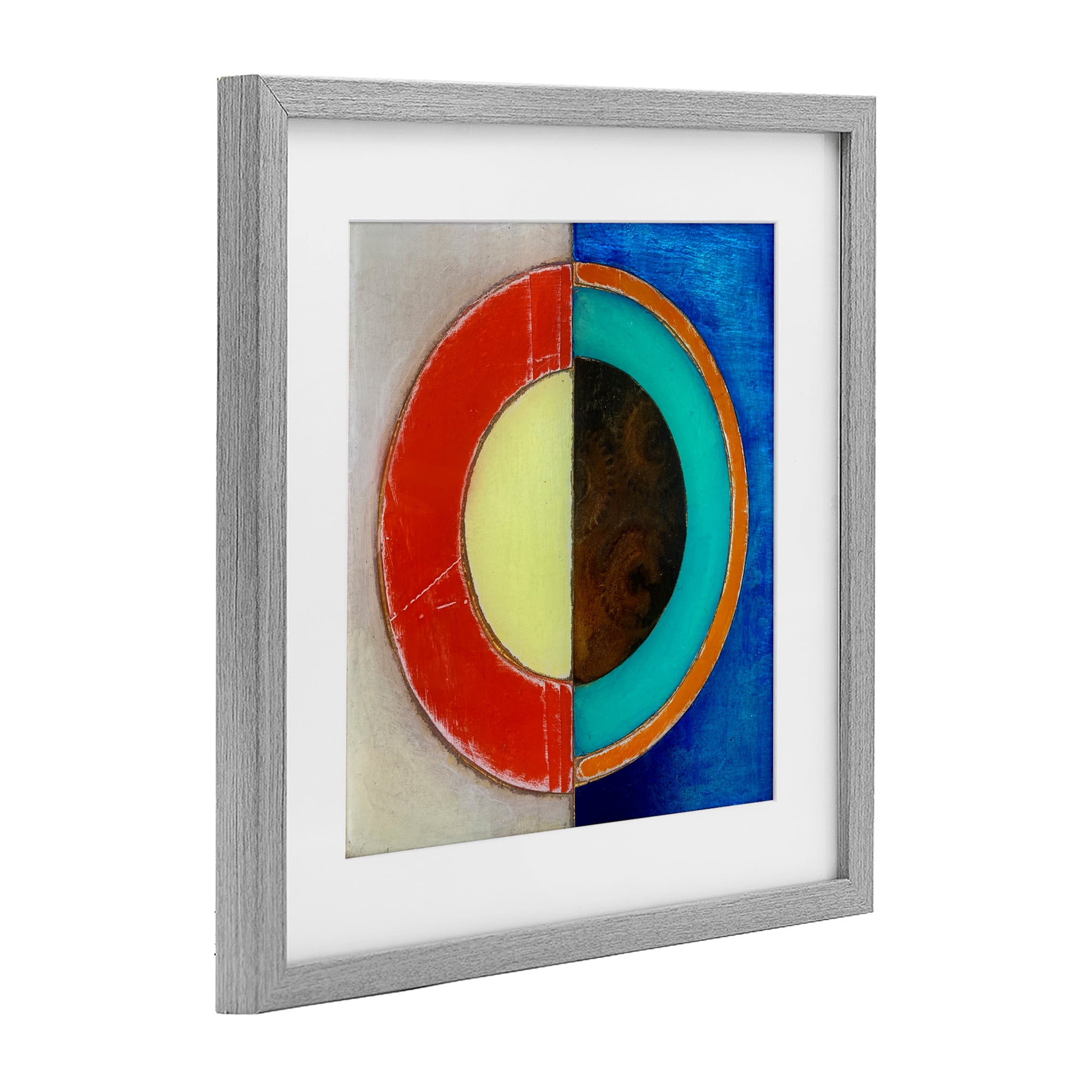 Stupell Industries Round Structured Color Block Gray Framed Print Under Glass, design by Matthew Finger