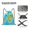 thumbnail image 2 of Horeoi World Map With Animals Landmarks Print Drawstring Bags for Gym Sports Yoga Travel Lightweight Foldable Sackpack for Men Women Teens, 2 of 7