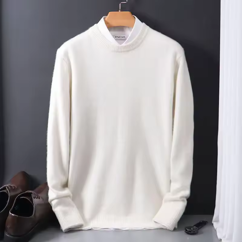Chandail pour Hommes Col Rond Tricoté Chandail Doux Chaud en Laine Manches Longues Vêtements de Mode