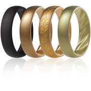 ThunderFit Silicone Ring Wedding Bands for Women, Promise Rings with Elegant Wavy Grooves, 6mm Wide, 2mm Thick, Breathable, Women's Rubber Engagement Rings, Variety Multipack 1-4-8