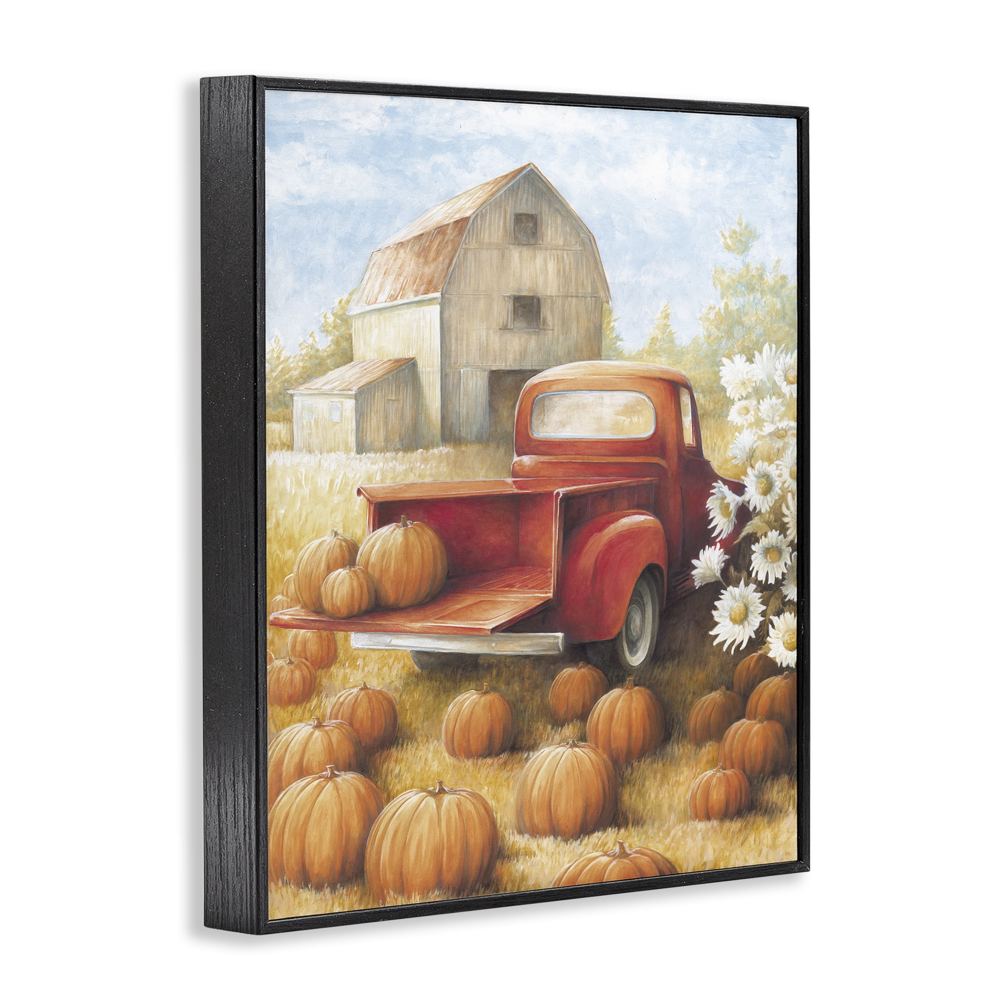 Stupell Industries Pumpkin Harvest Drop Off Landscape Painting Black Framed Art Print Wall Art, 16 x 20