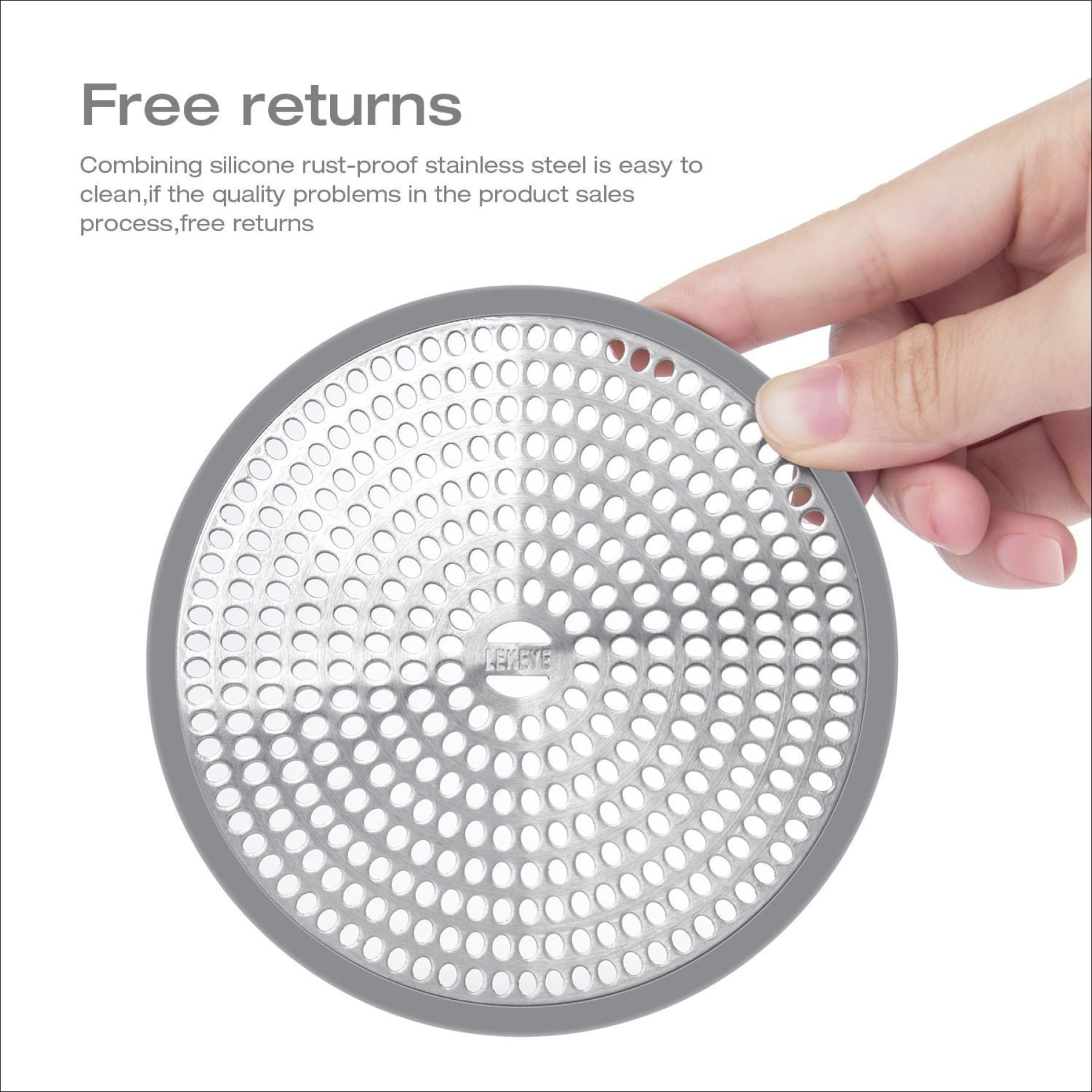 LEKEYE Shower Drain Hair Catcher//Strainer//Stainless Steel and Silicone