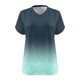 thumbnail image 4 of Fiudx Camisas de Mujer Camiseta Deportiva con Cuello En V y Manga Corta Estampada con Parte Inferior de Verano para Mujer, 4 of 5