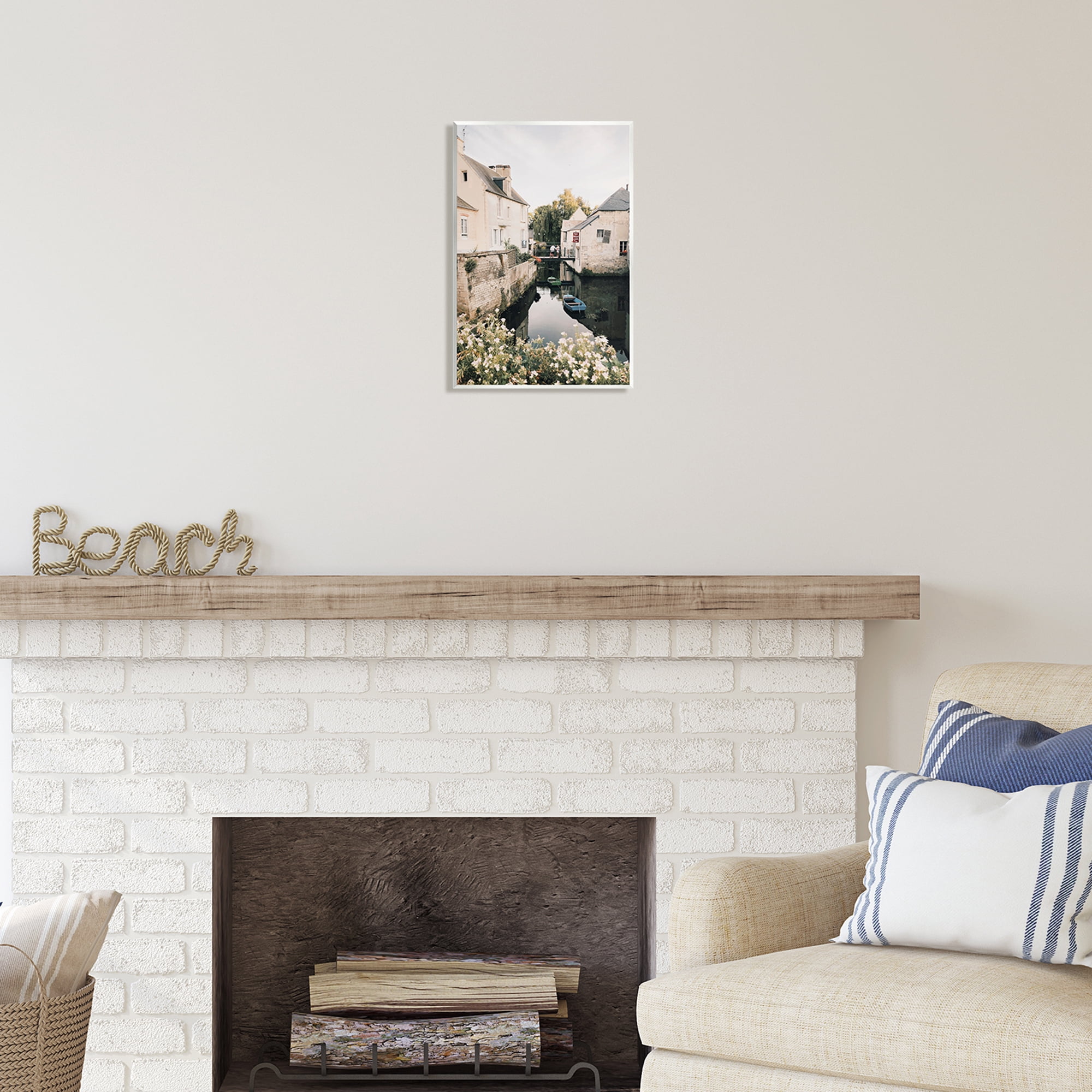 Stupell Industries Village Canal River Boats Garden Coastal Photography Unframed Art Print Wall Art
