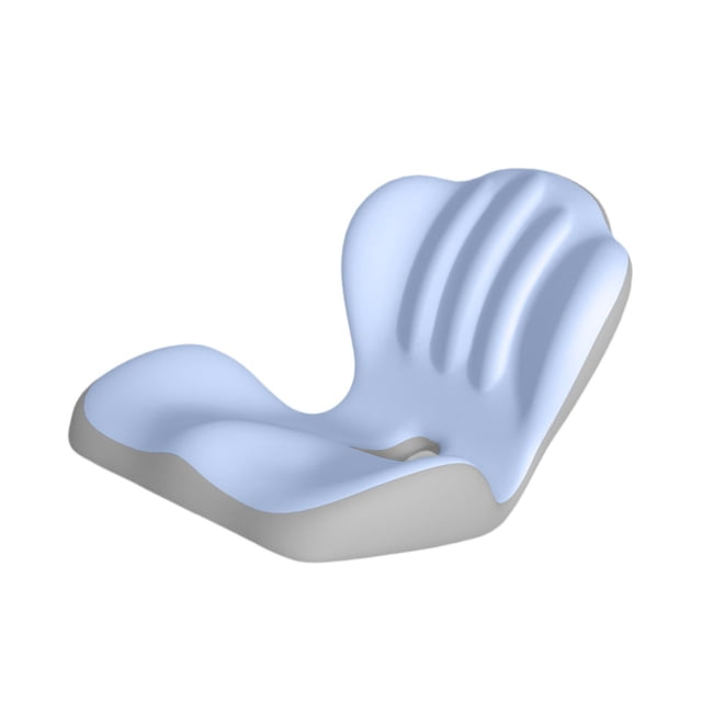 Cojín asiento y respaldo espuma viscoelástica, transpirable, con funda extraíble, , ergonómico para sillas oficina y para conductores Azul grisáceo