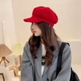 thumbnail image 4 of Gorra de vendedor de periódicos para mujer, mezcla de lana, Retro, Color sólido, moda para niñas, Gatsby, taxista, boina con visera, gorras para mujer, 4 of 6