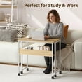 thumbnail image 3 of 24.8" Portable Computer Table,135 lb Capacity,Rolling Computer Table on Wheels, Sturdy Iron Frame,Easy Assembly,Space-Saving Collapsible Laptop Desk with Storage Shelf, 3 of 23