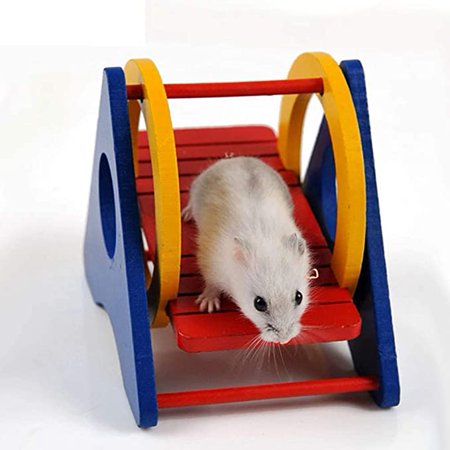 HEIBIN Hamster Rainbow Wood Swing Seesaw Toys Wooden Colorful Hanging ...