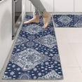 thumbnail image 2 of Kitchen Rugs Sets Of 2,Blue and White Ethnic Floral Pattern Anti Fatigue Kitchen Mat Rugs Non Slip Washable,Decorative Kitchen Floor Mats for Kitchen,Sink,Laundry,17"X47", 2 of 5