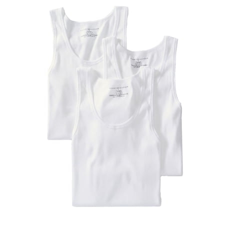 Tommy Hilfiger Men's Undershirts 3 Pack Cotton Classics A-Shirts White 09TTK01