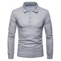 ameIAEA Mens Long Sleeve Golf Shirt Casual Button Collared T-Shirt Athletic Workout Business Tops